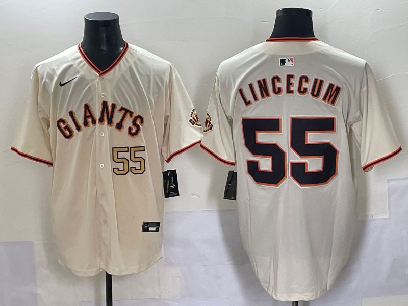Men 2025 San Francisco Giants #55 Lincecum Cream Game Nike MLB Jersey style 2->san francisco giants->MLB Jersey